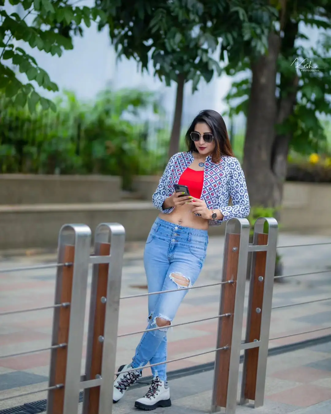 ETV Actress Bhanu Sri in Orange Top Blue Jeans